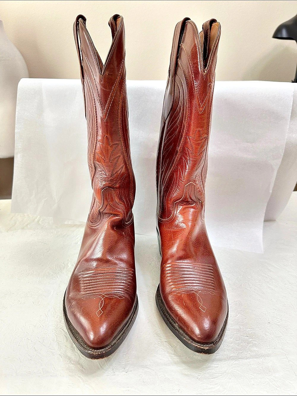 Lucchese Brown Western Heeled Boots